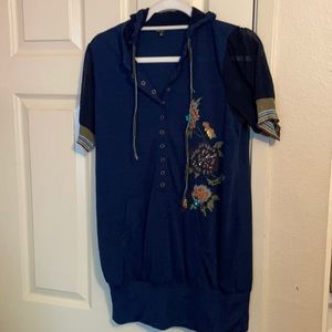 Be Red light weight blue hoodie. With Mexico design on back drawstring hood